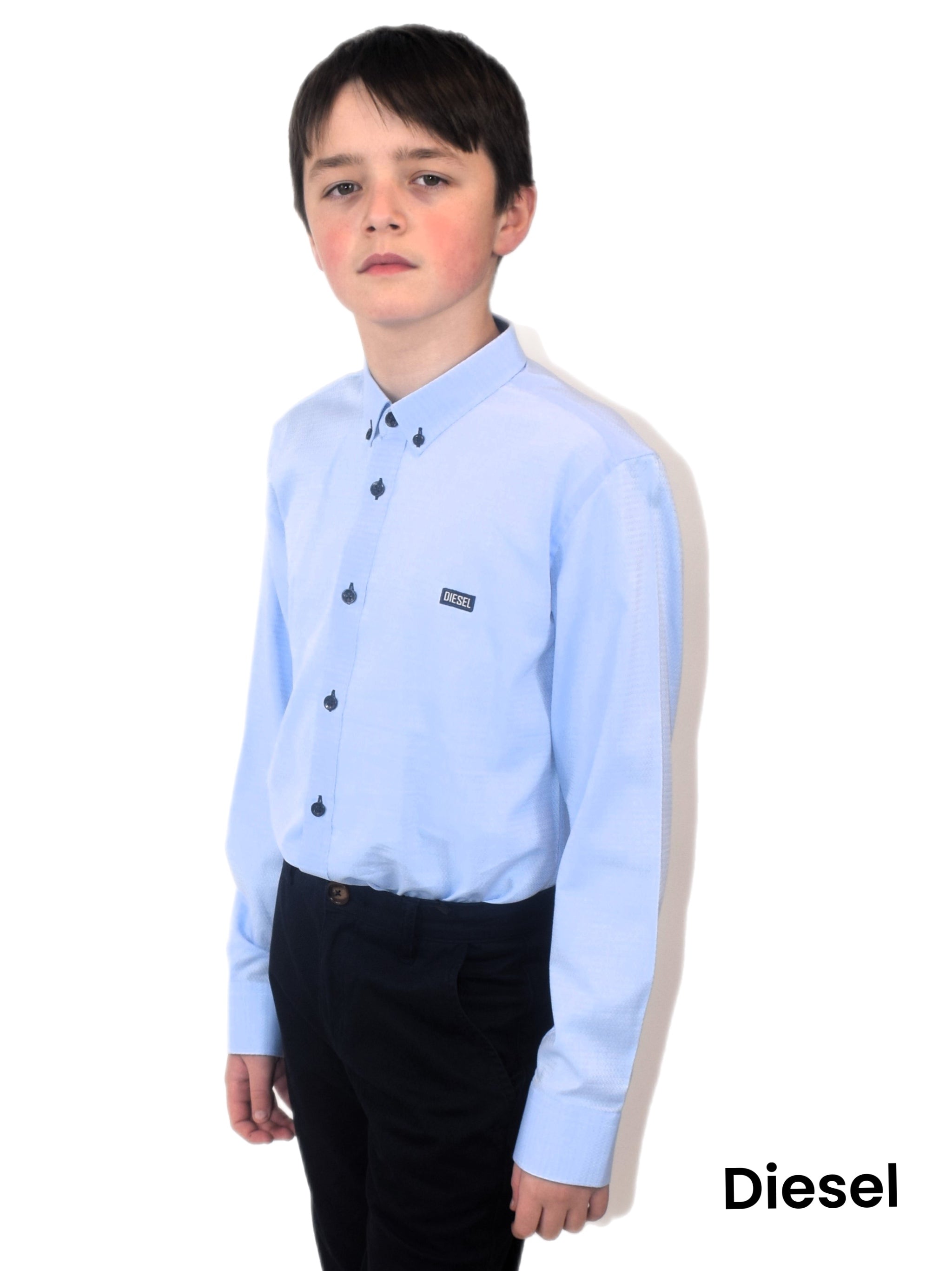 DIESEL KIDS Josh Sky Blue Boys Shirt SKY BLUE model front view