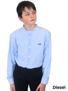 DIESEL KIDS Don Boys Sky Blue Grandfather Shirt SKY BLUE front view