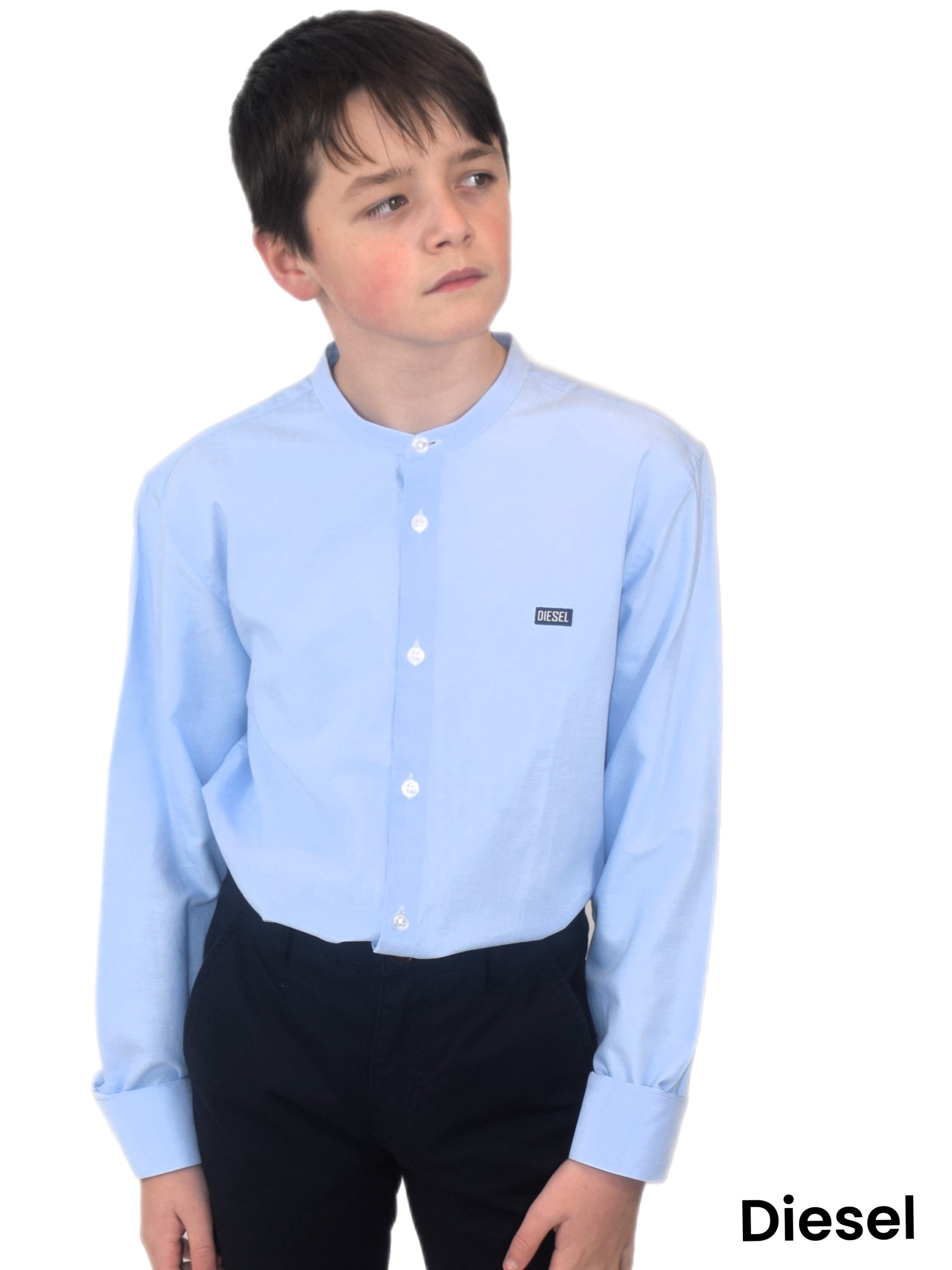 DIESEL KIDS Don Boys Sky Blue Grandfather Shirt SKY BLUE front view