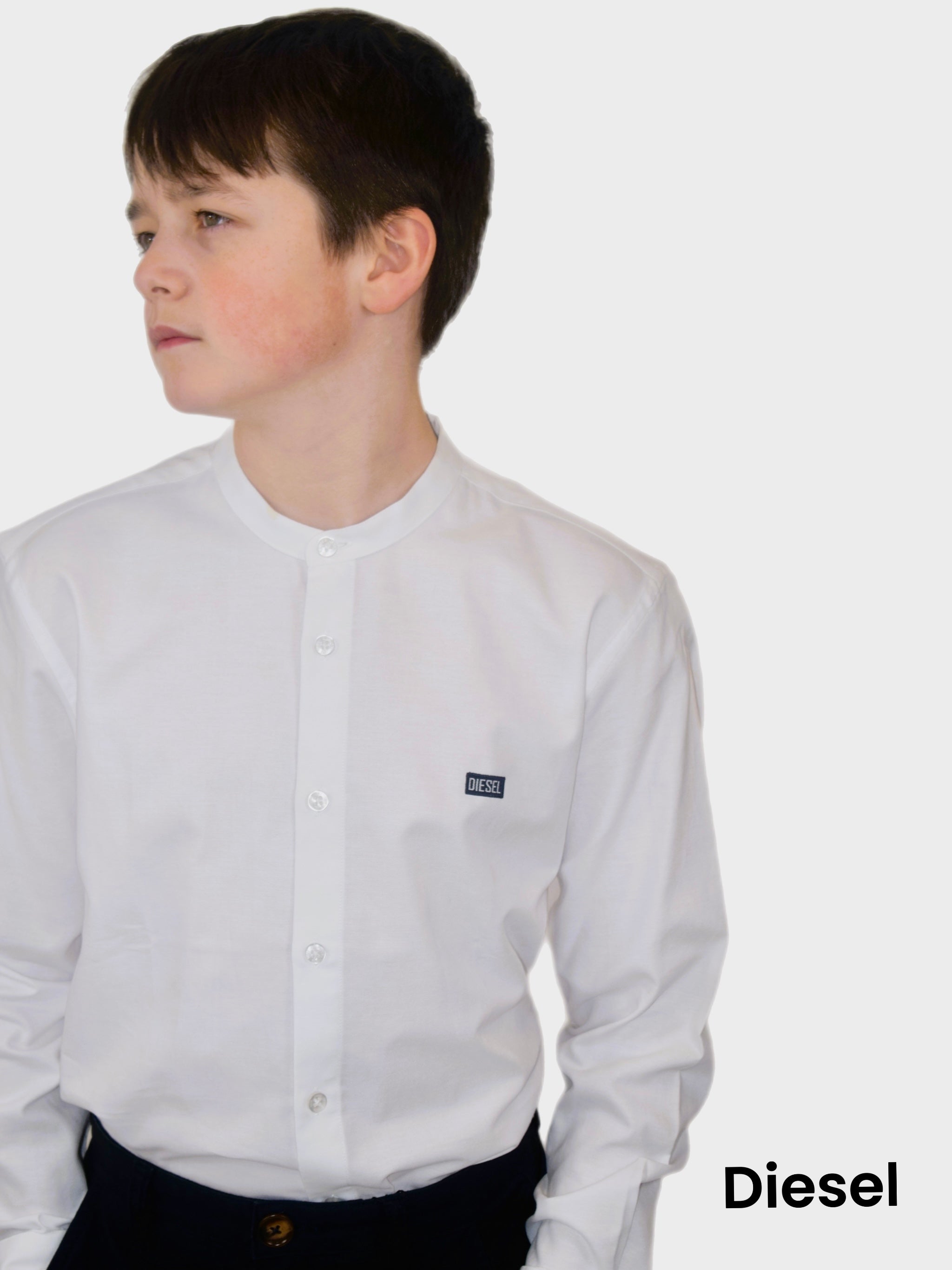 DIESEL KIDS Don Boys White Grandfather Shirt WHITE front view