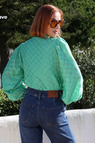 RANT & RAVE LADIES Doreen Wide Leg Jeans MID BLUE model front view