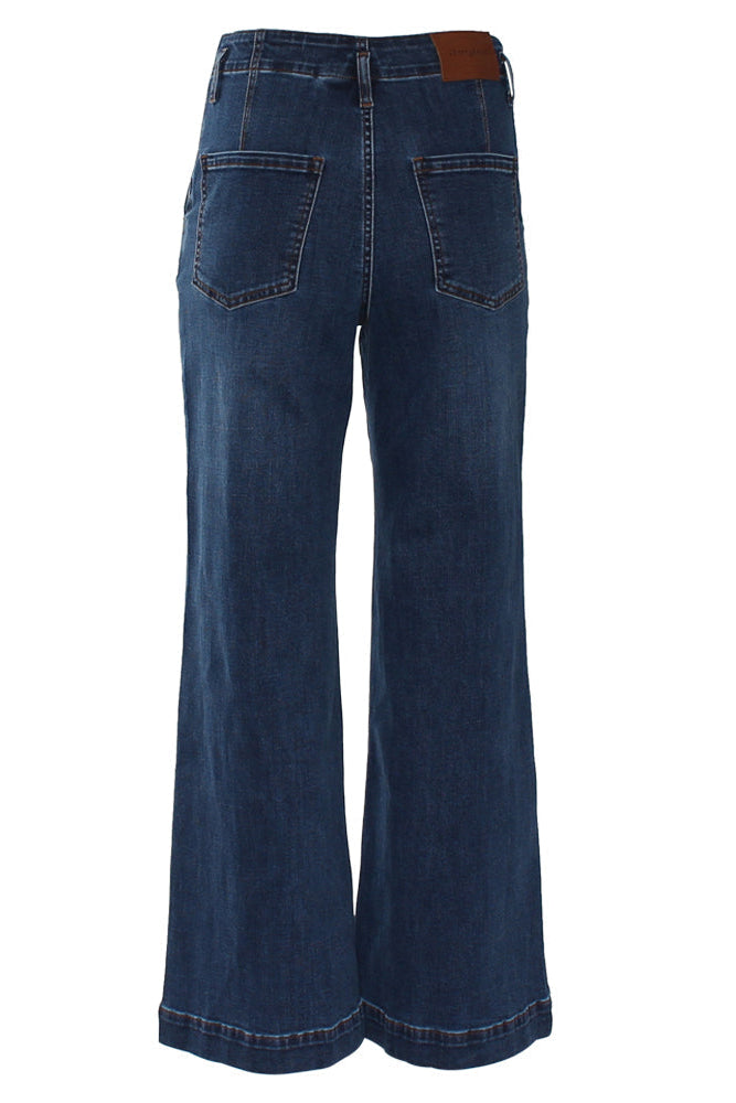 RANT & RAVE LADIES Doreen Wide Leg Jeans MID BLUE side view