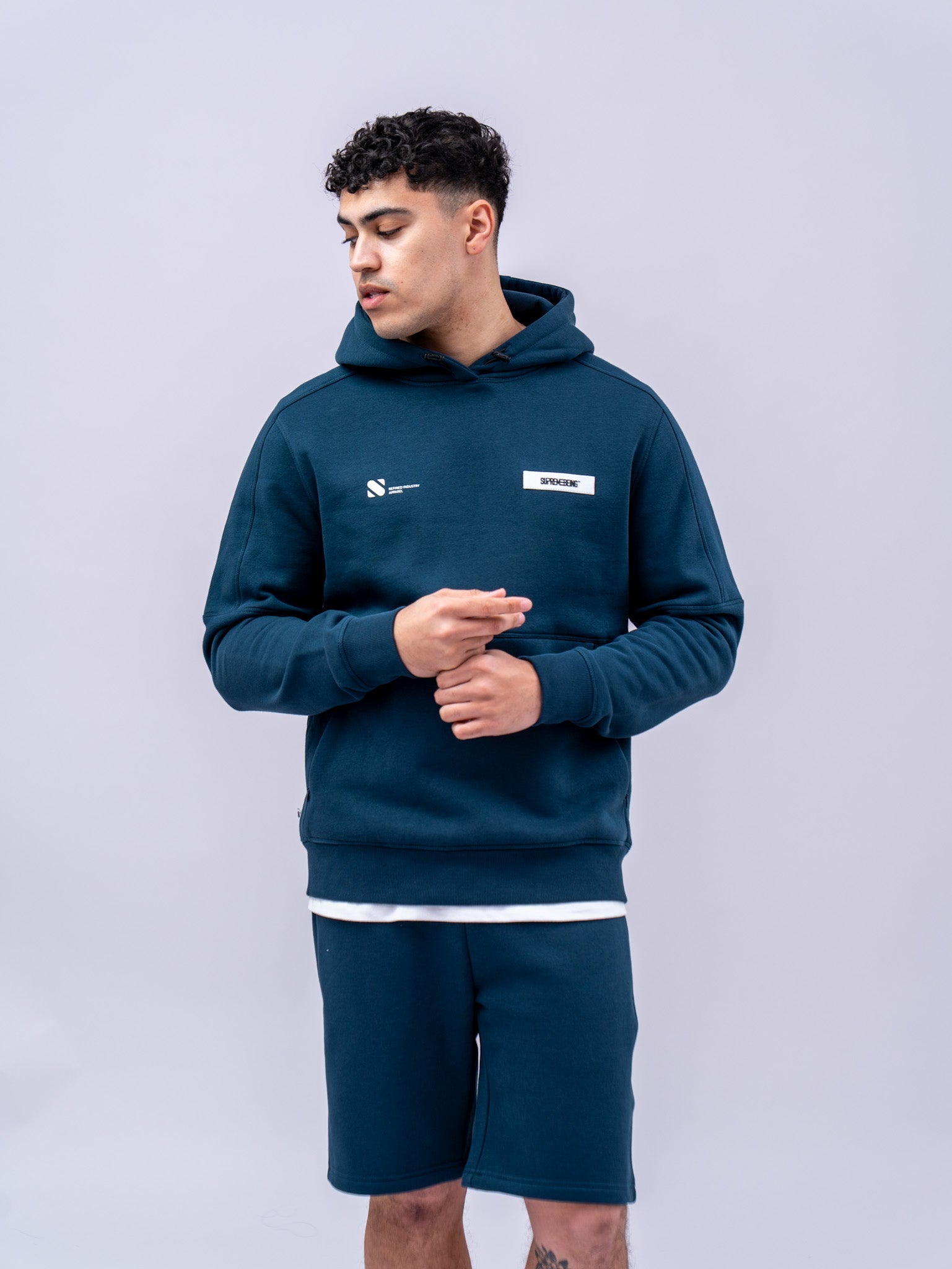 Supreme Being Diego Hood Navy Azure, Closer View of the Front