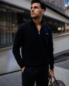 Walker & Hunt Knitted Zippy Navy Jumper Navy side view