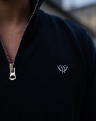 Walker & Hunt Knitted Zippy Navy Jumper Navy detail view