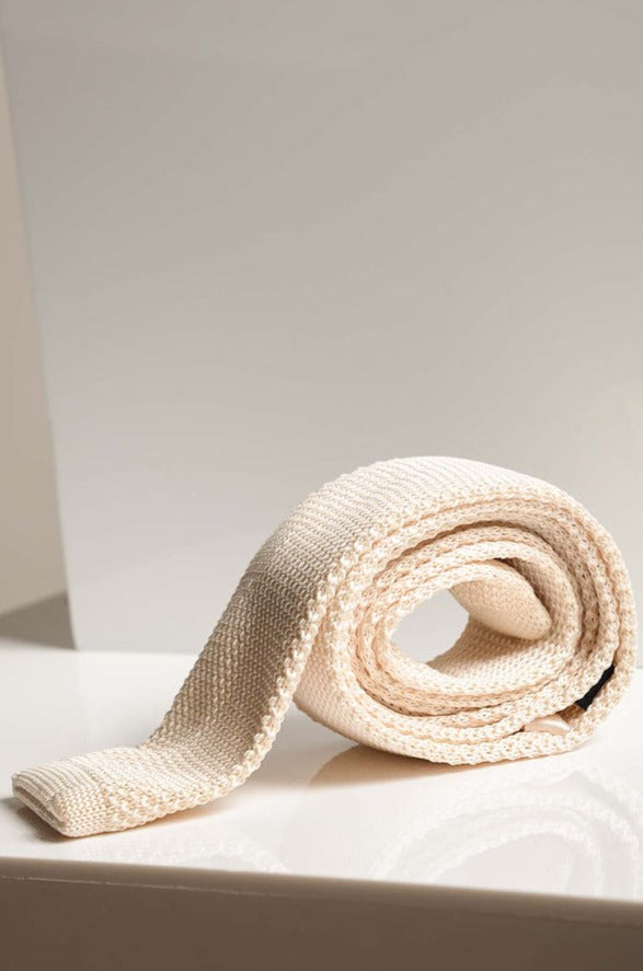 Knitted Mens Cream Tie