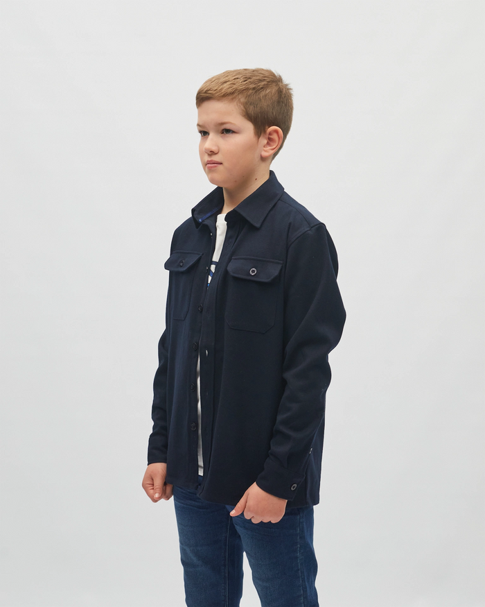 DIESEL KIDS Duncan Navy Overshirt Navy model front view