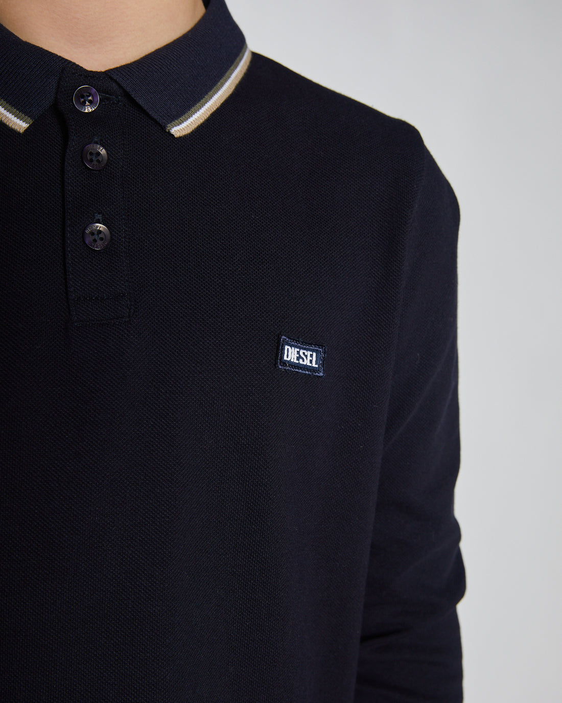 Boy's Duke Long Sleeve Navy Polo-Collar View