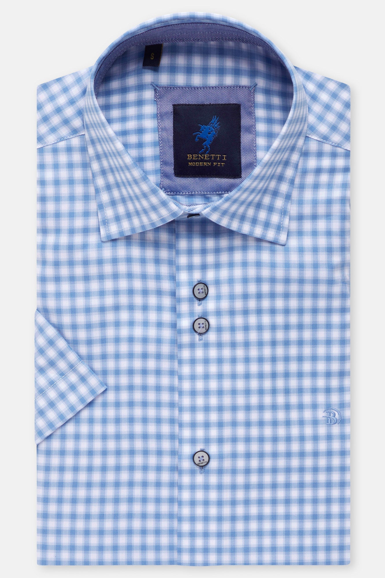 Men's Danver Blue Shirt-Front View from Benetti Menswear.