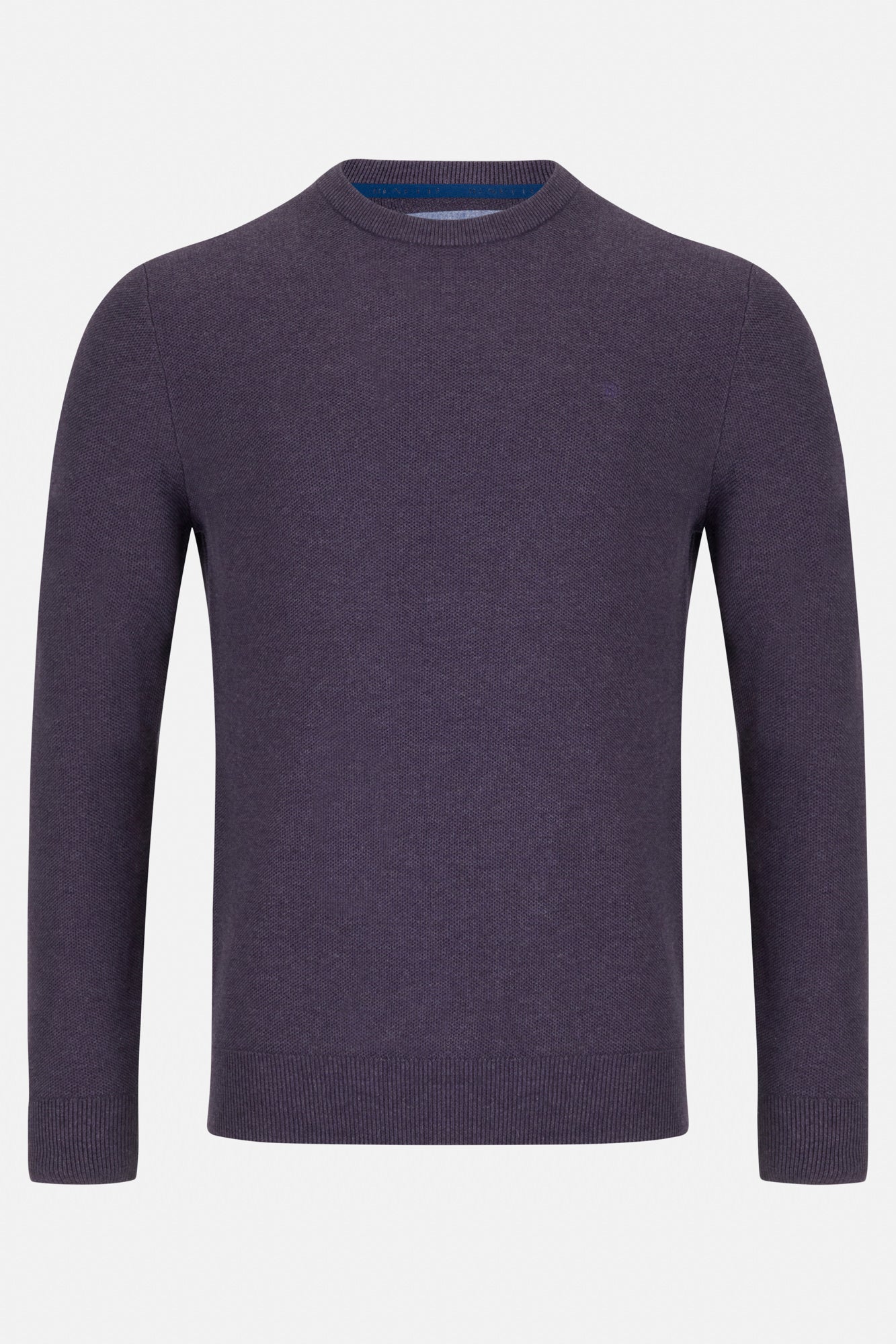 Purple sweater on a light gray background