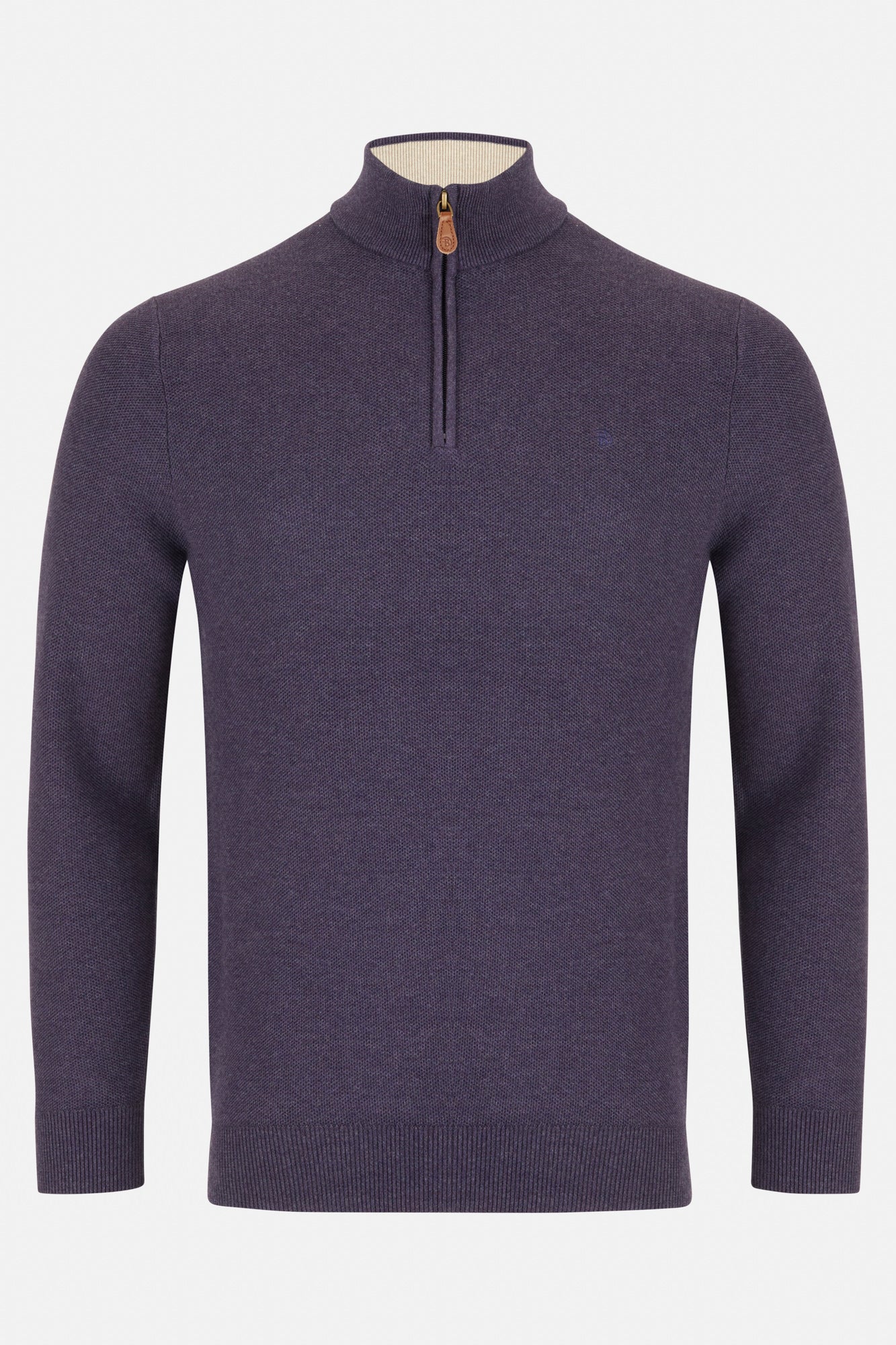 Dawson 1/4 Zip grape knit on a white background