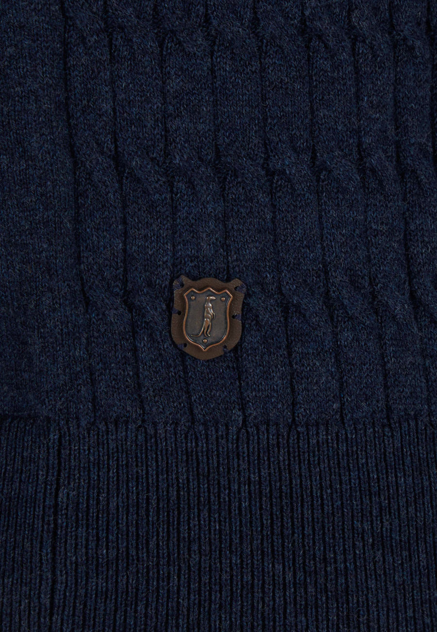 Diego 1/4 Zip - Dark Navy-Close up