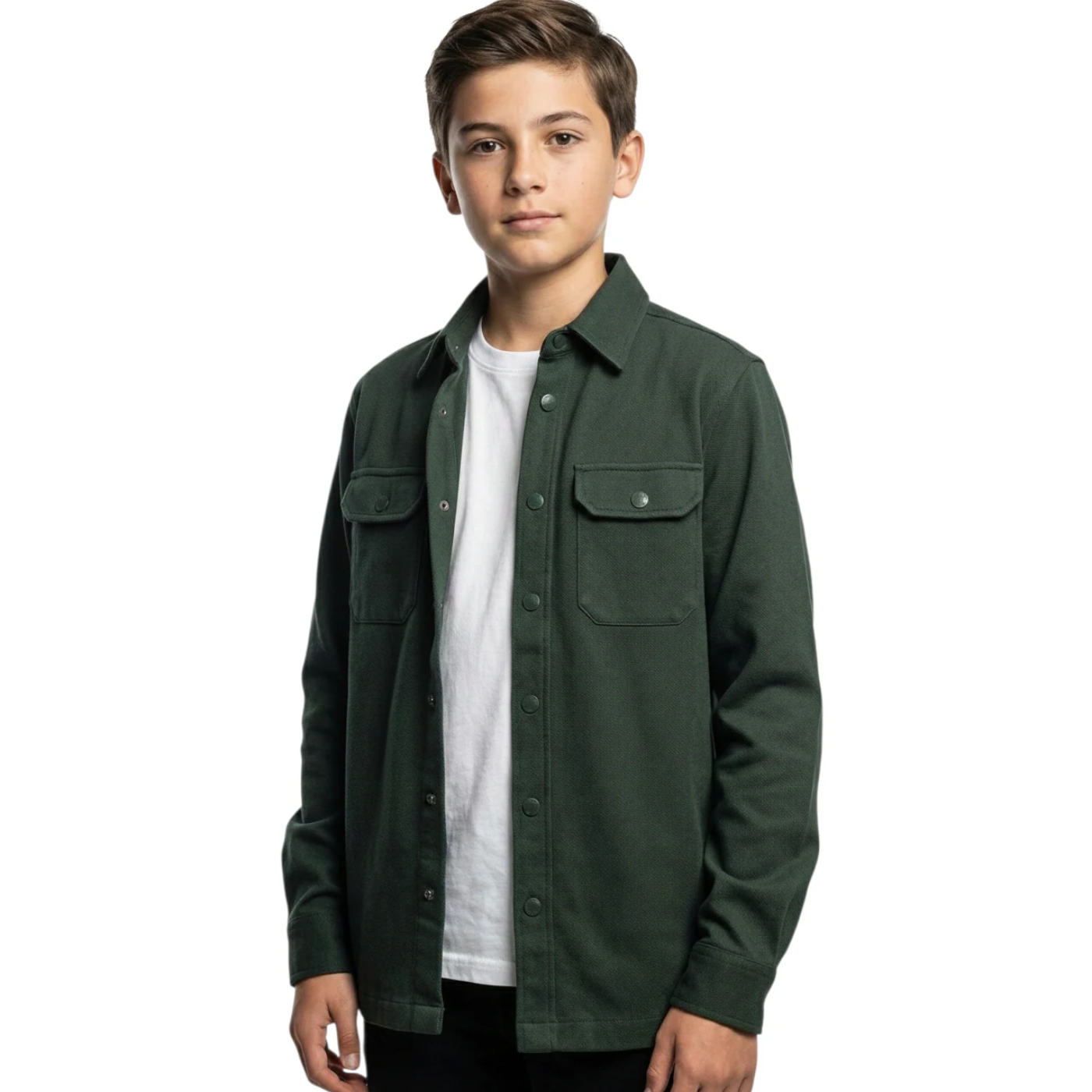 Boys Porter Olive Shirt-Closer View of the Front