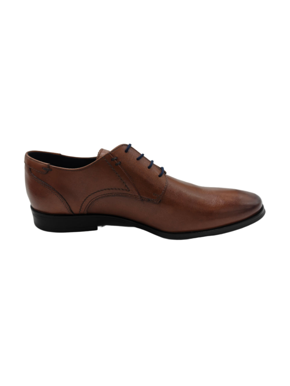 Brown leather dress shoe on a white background