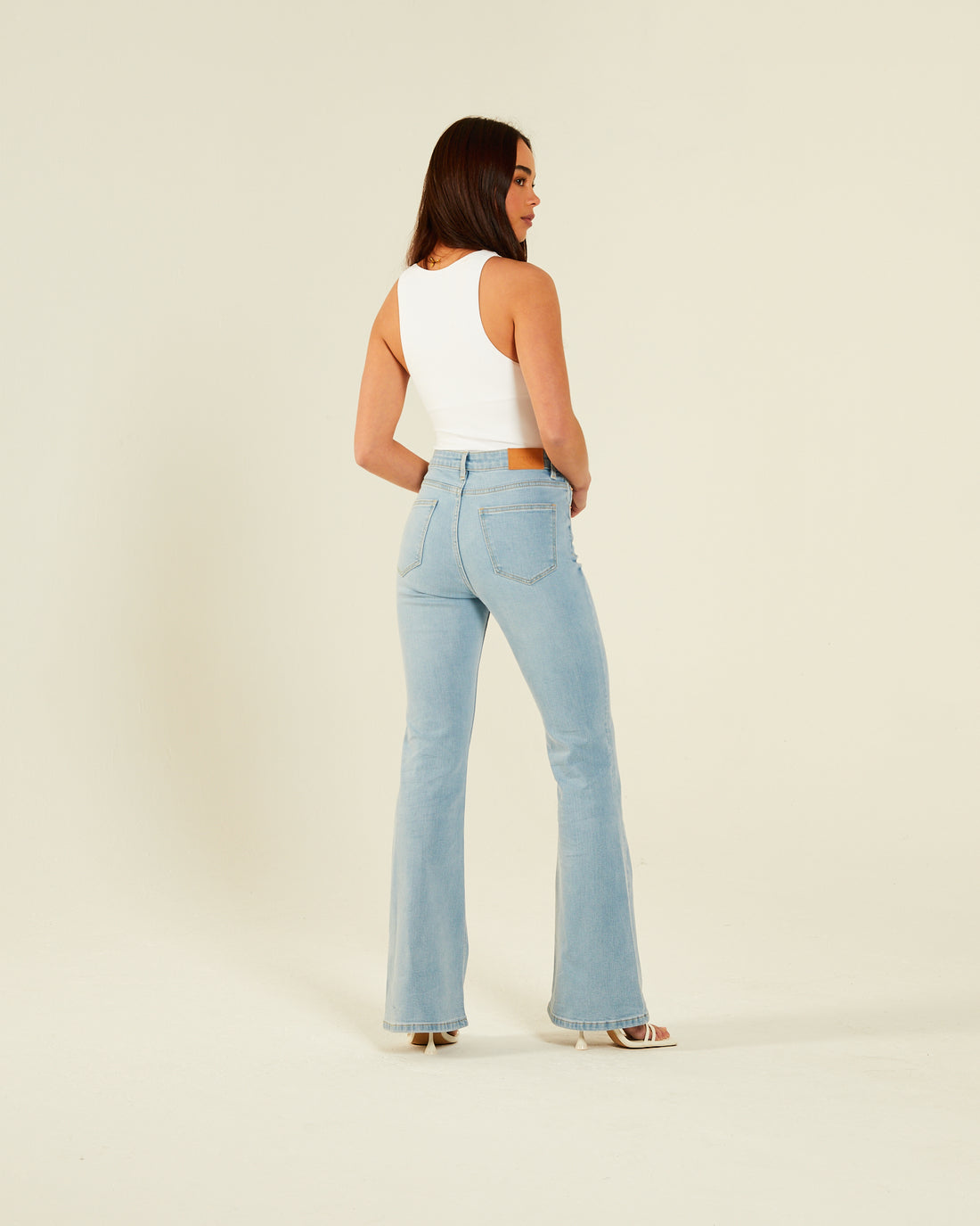 Ladies Drew Sky Blue Flare Jean-Back View