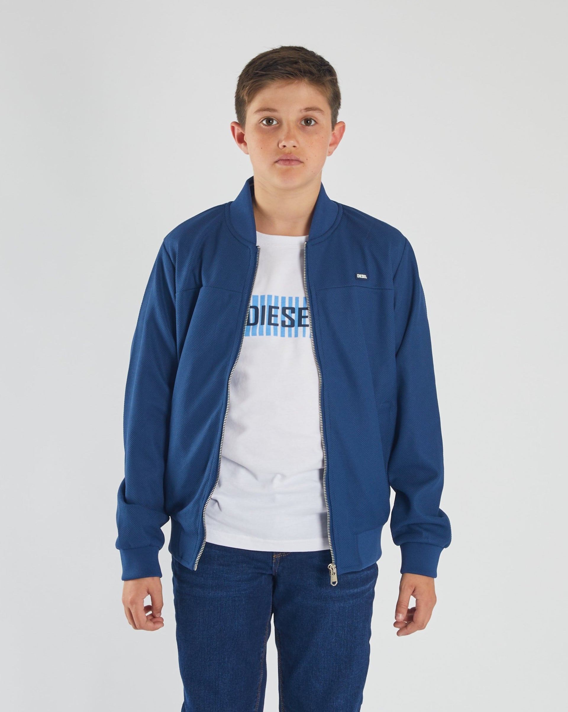 Dunmore Denim Colour Boys Jacket-Model Front View