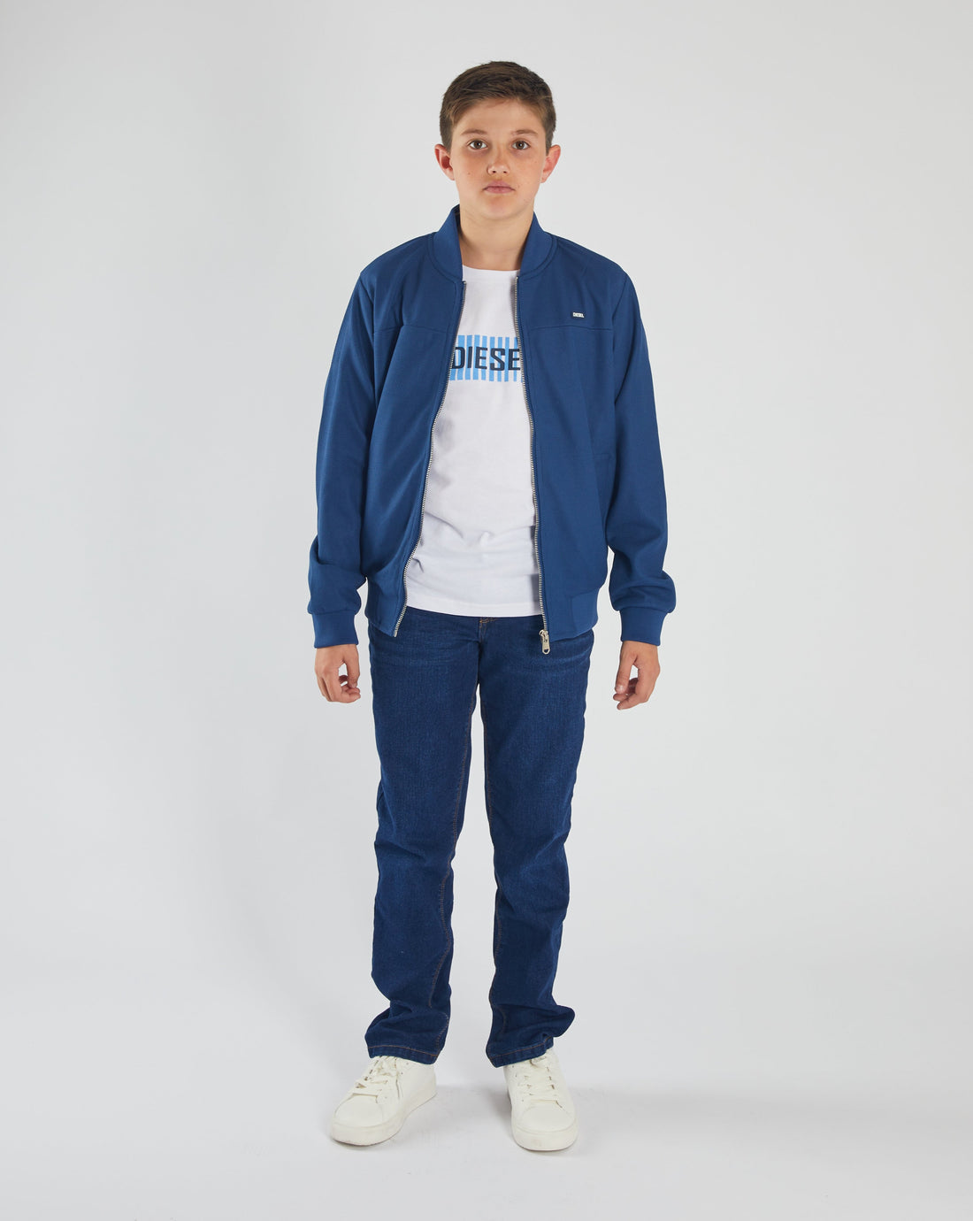 Dunmore Denim Colour Boys Jacket-Model Full Front View