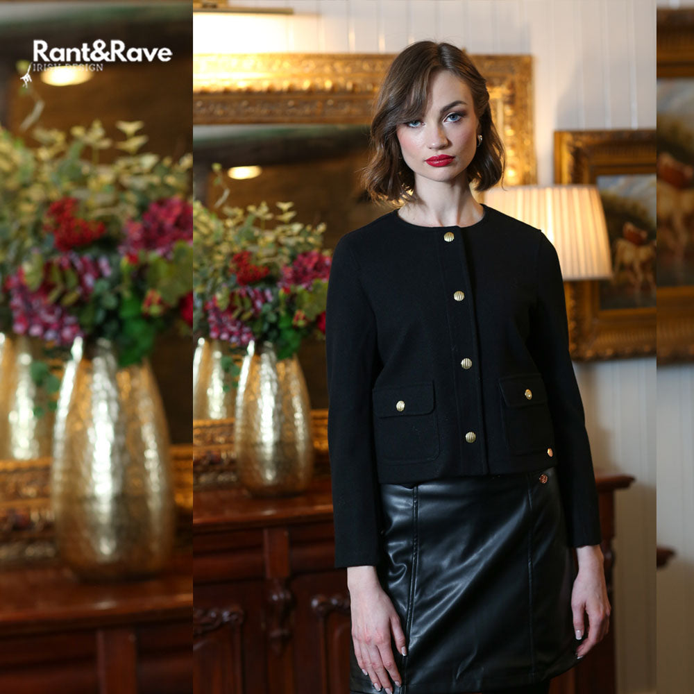 Ladies Eada Black Jacket-Closer View of the Front
