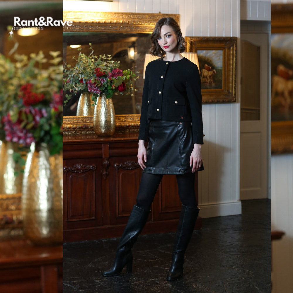 Ladies Eada Black Jacket-Model Full Front View