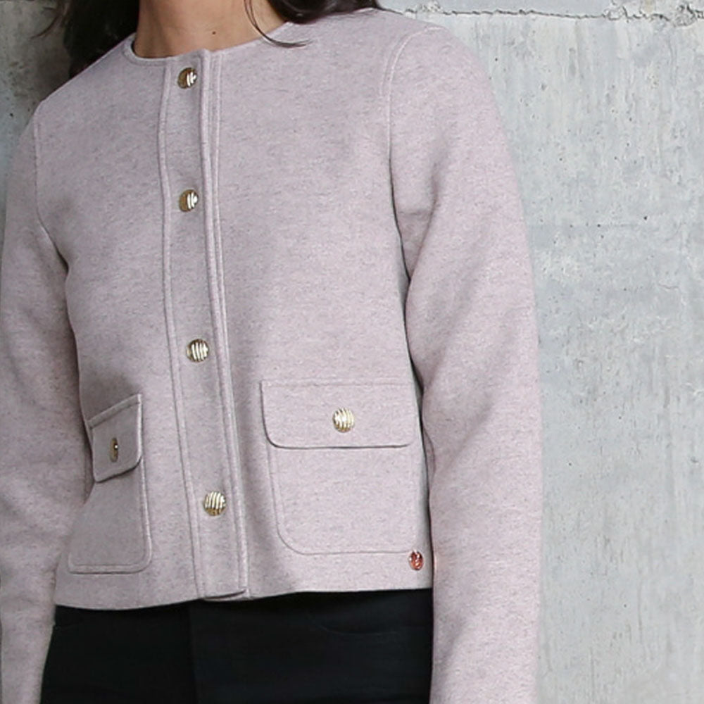 Ladies Eada Pink Jacket-Button & Pocket View