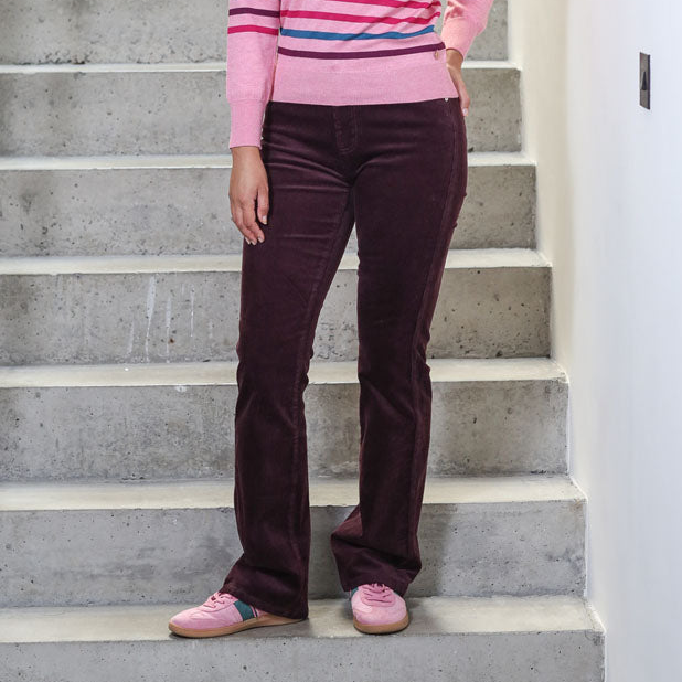 RANT & RAVE LADIES Elelle Bootcut Plum Cords Plum front view
