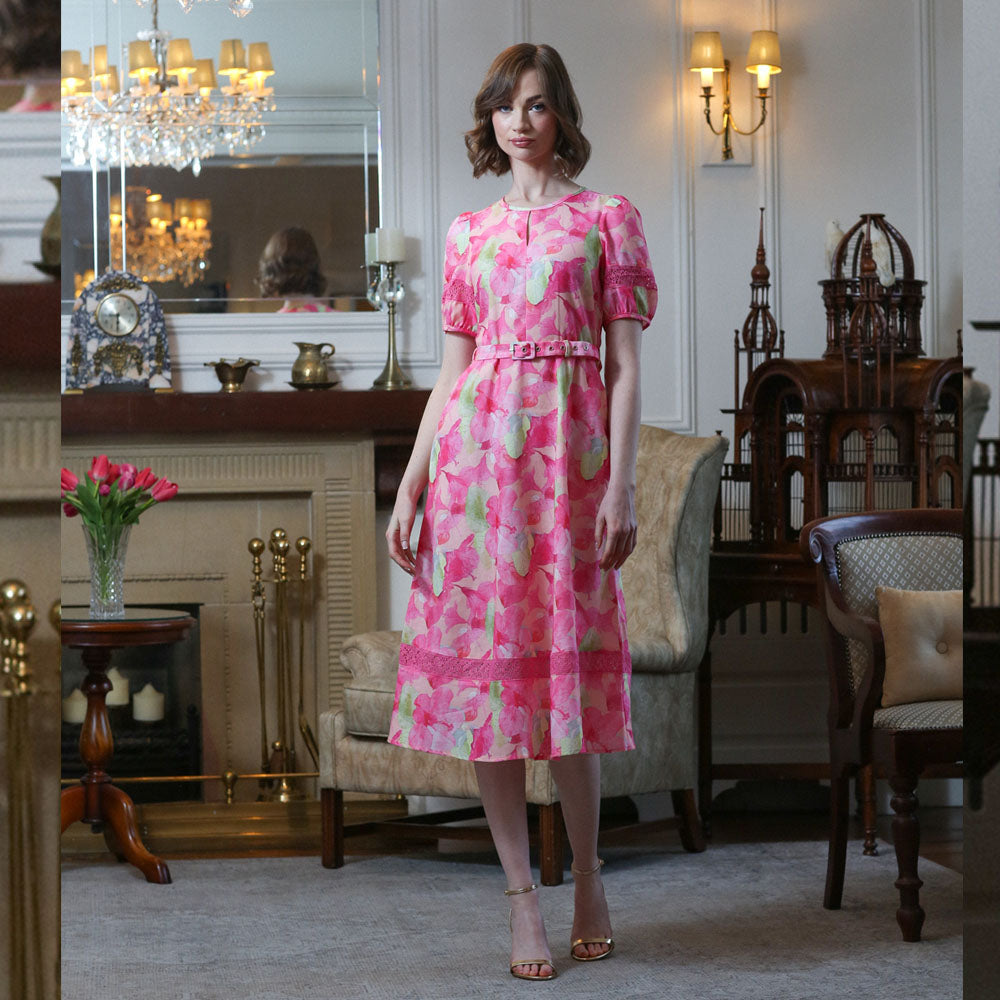 RANT & RAVE LADIES Eden Pink Midi Dress PINK model front view