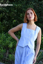 RANT & RAVE LADIES Edlyn Sky Waistcoat SKY model front view