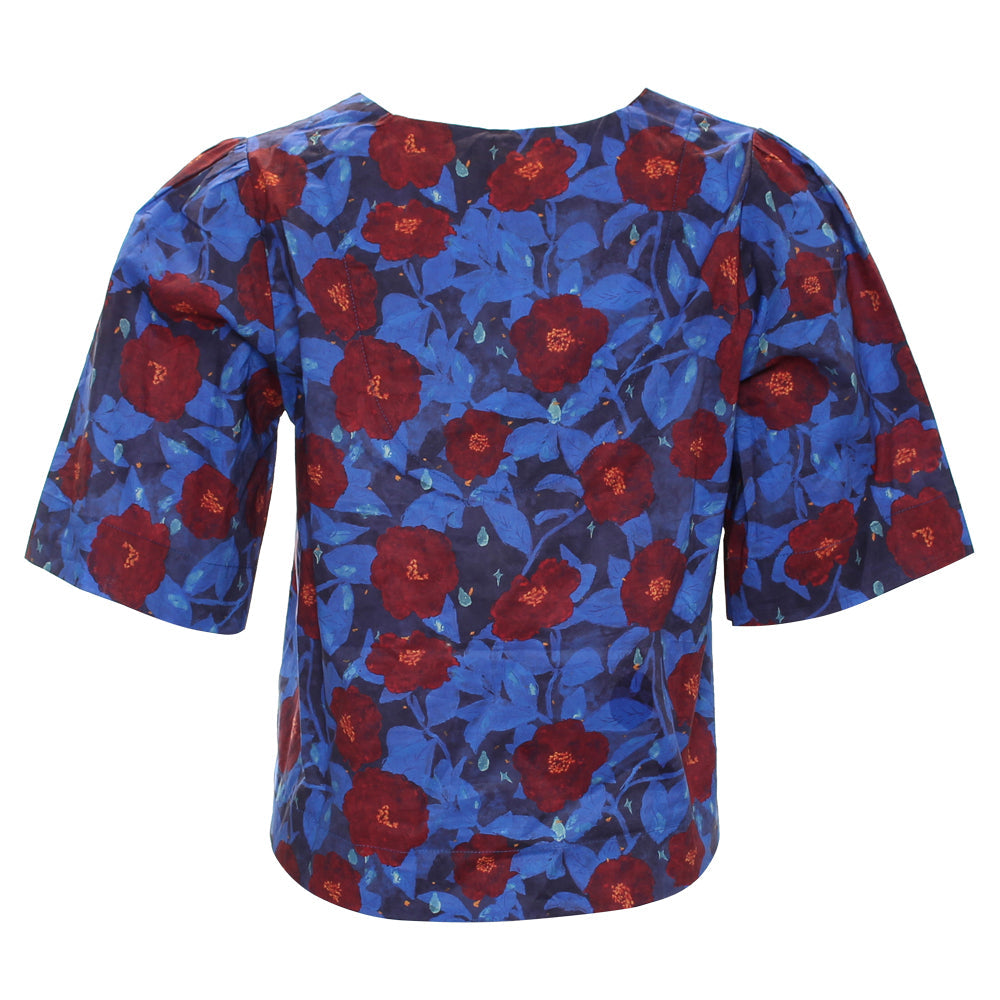 Ladies Effy V-Neck Blue Top-Back View