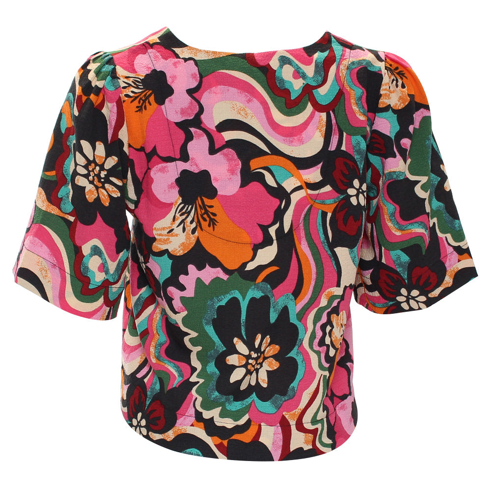 RANT & RAVE LADIES Effy V-Neck Pink Top Pink back view