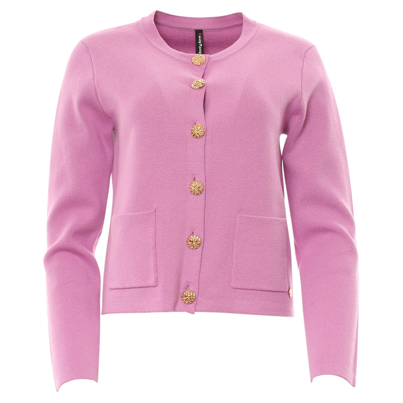 Ladies Ella Bubble Gum Cardigan--Ghost Front View