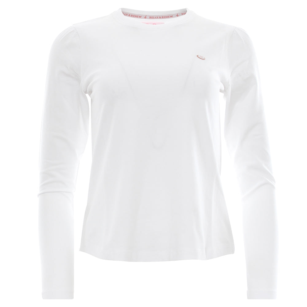 Ladies Relax & Renew Elna Long Sleeve Tee - White-Front View