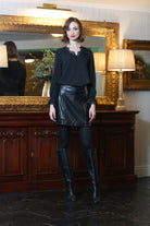 RANT & RAVE LADIES Elssa Leather Look Black Skirt Black model front view