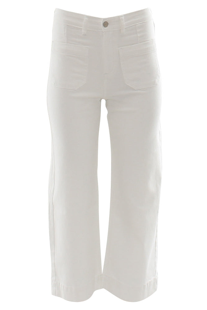 Rant & Rave Enid Crop Wide Leg Jean Soft White, front view