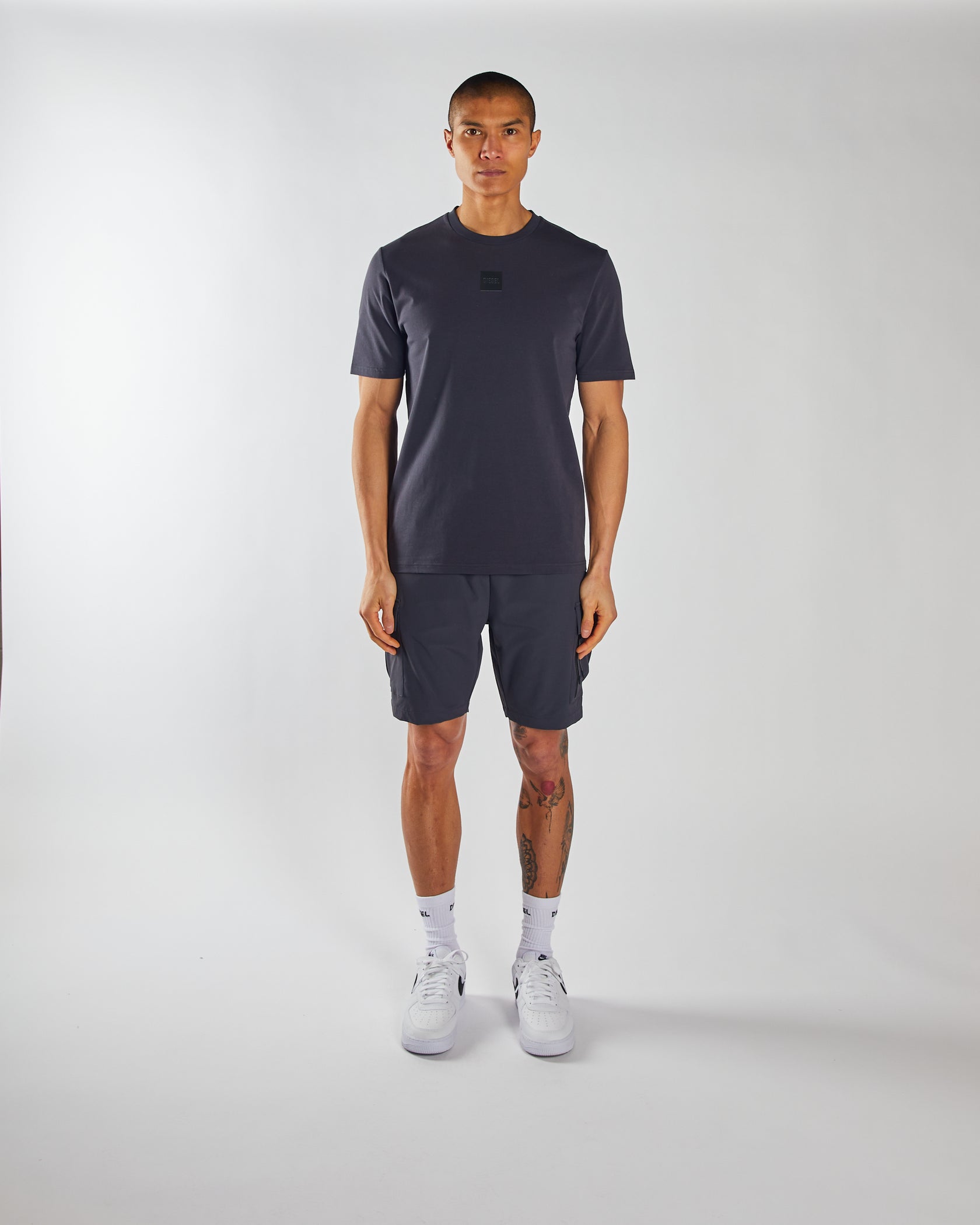 Men's Ennis Carbon Grey Tee-Model Full Front View