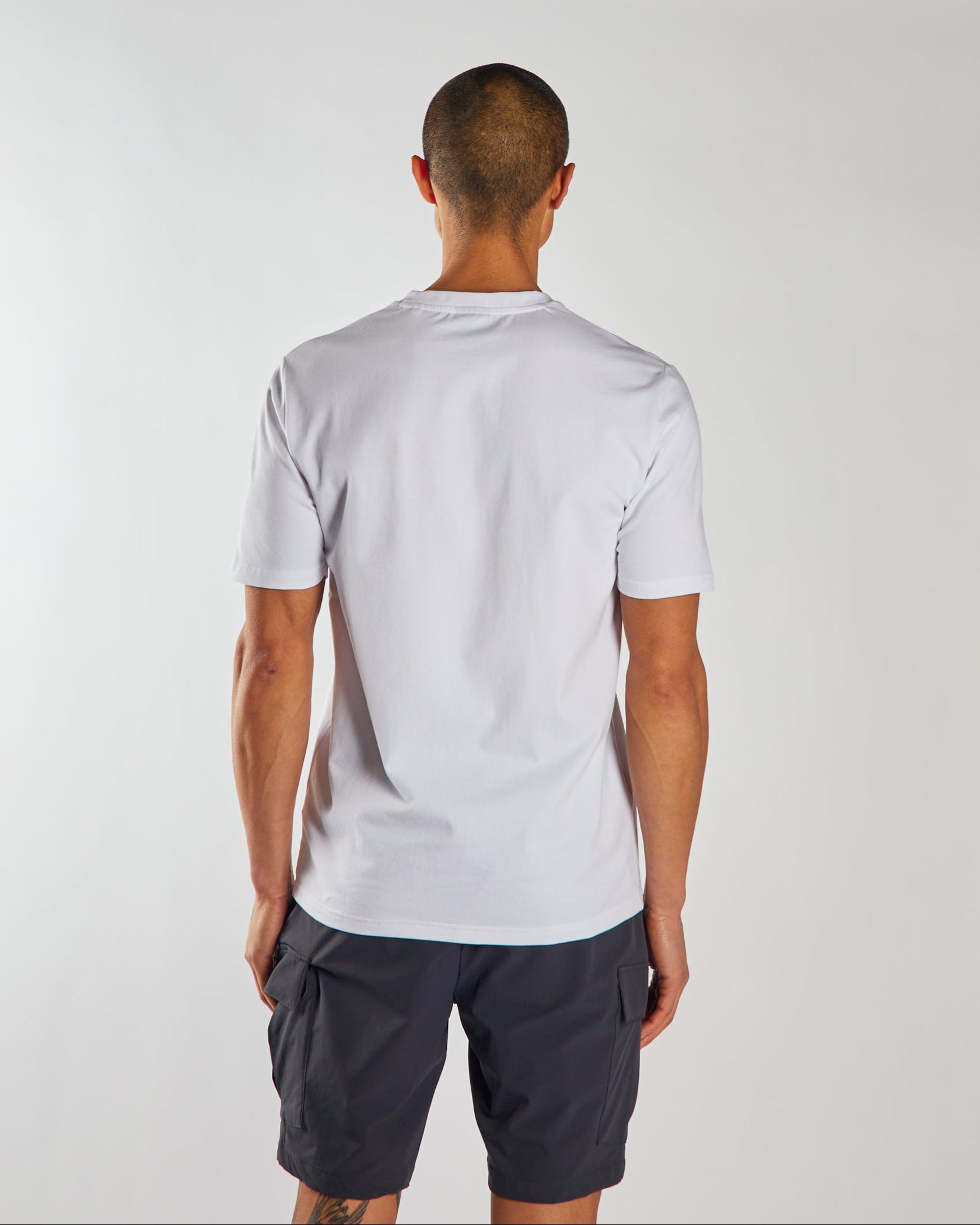 Men's Ennis Optic White Tee-Model Back View
