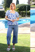 RANT & RAVE LADIES Etta Light Wash Crop Wide Leg Jean LIGHT WASH front view