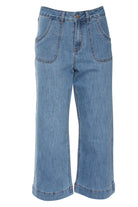 RANT & RAVE LADIES Etta Light Wash Crop Wide Leg Jean LIGHT WASH back view