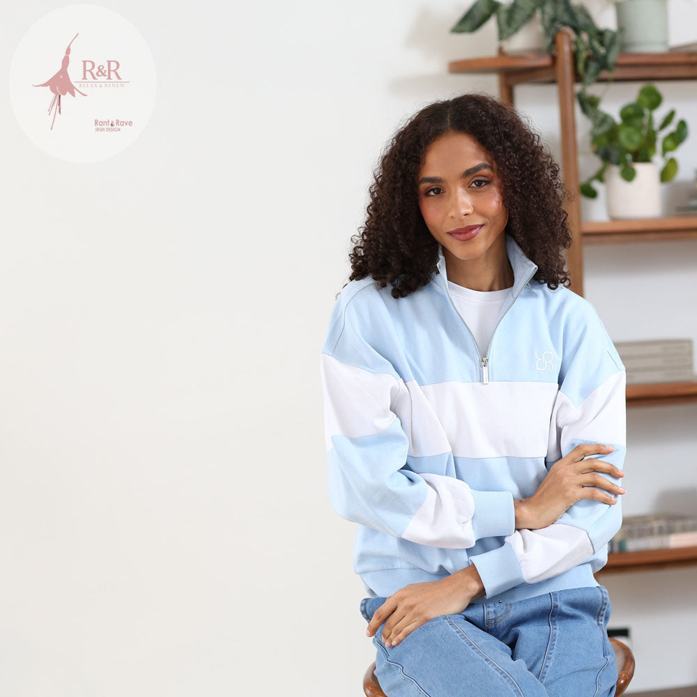 Ladies Relax & Renew Eudora Sky Half Zip-Open Zip View