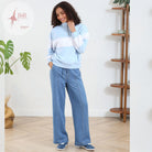 Ladies Relax & Renew Eudora Sky Half Zip-Model Full Front View