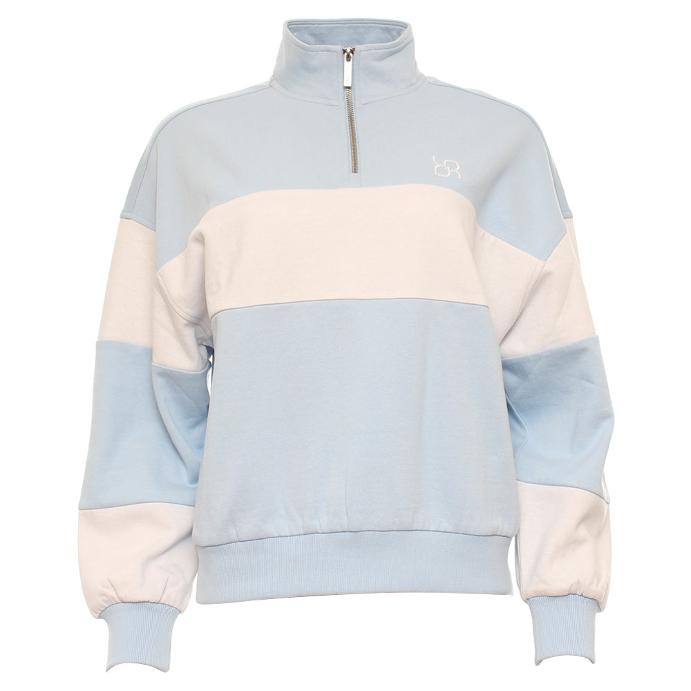 Ladies Relax & Renew Eudora Sky Half Zip-Ghost Front View