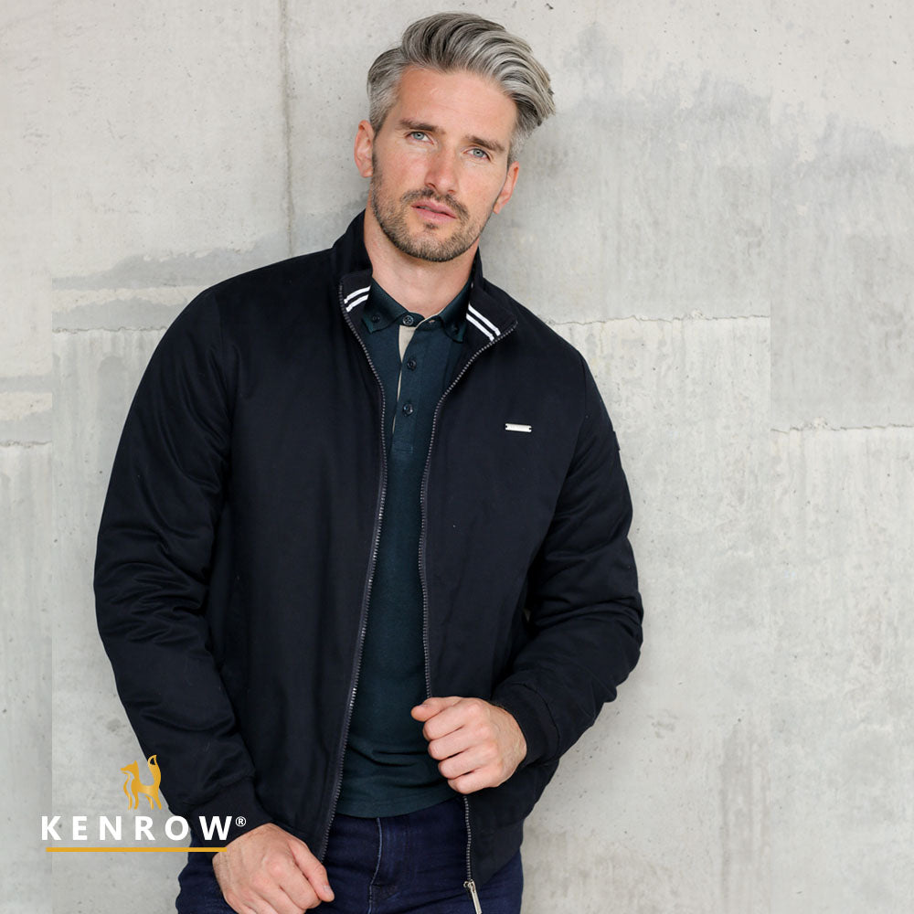 Men's Eanna Navy Jacket-Model Front View