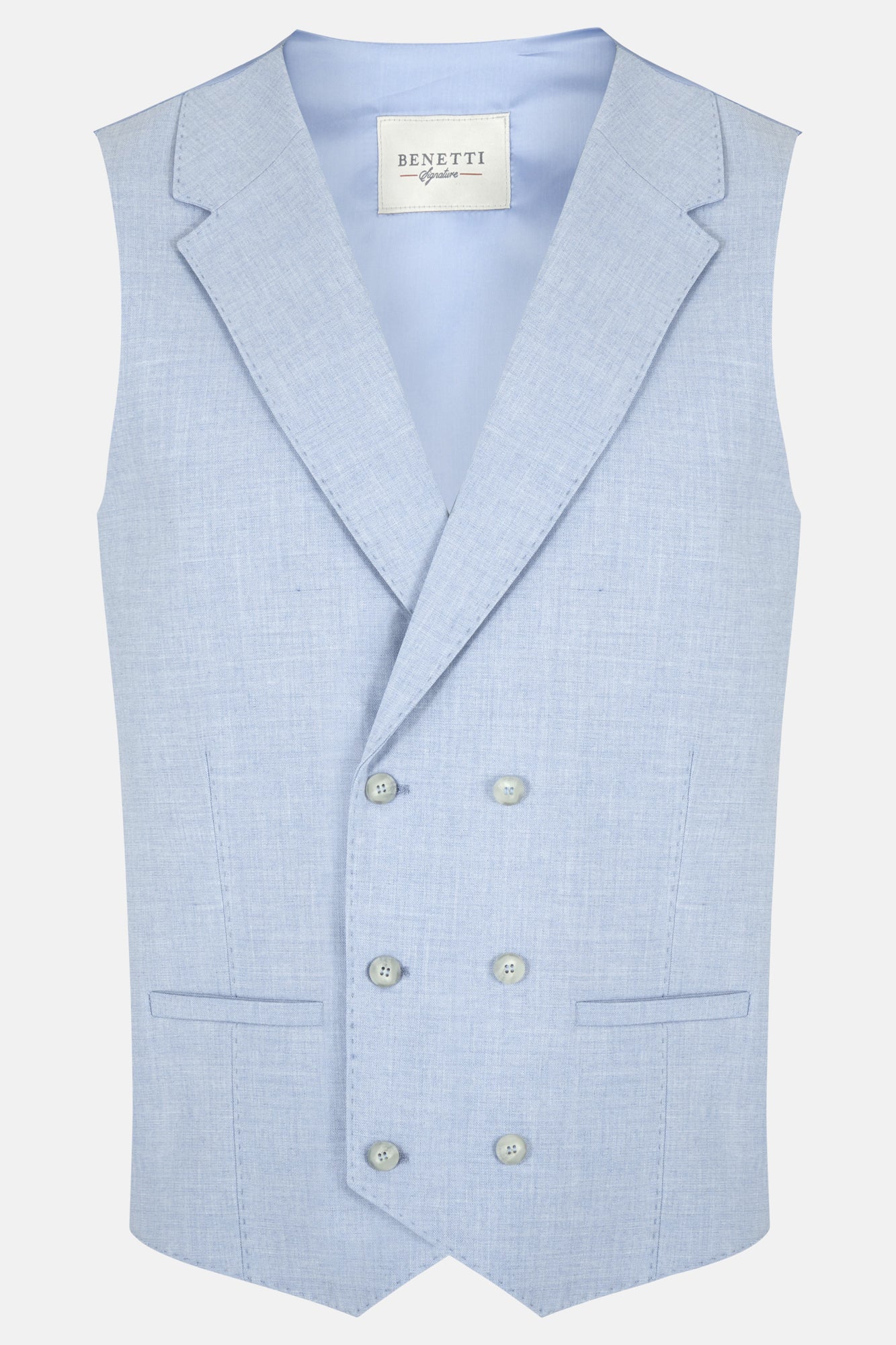 BENETTI Edmund Double Breasted Waistcoat ICE BLUE front view
