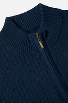 BENETTI Ellis Indigo 1/4 Zip Knit Indigo model front view