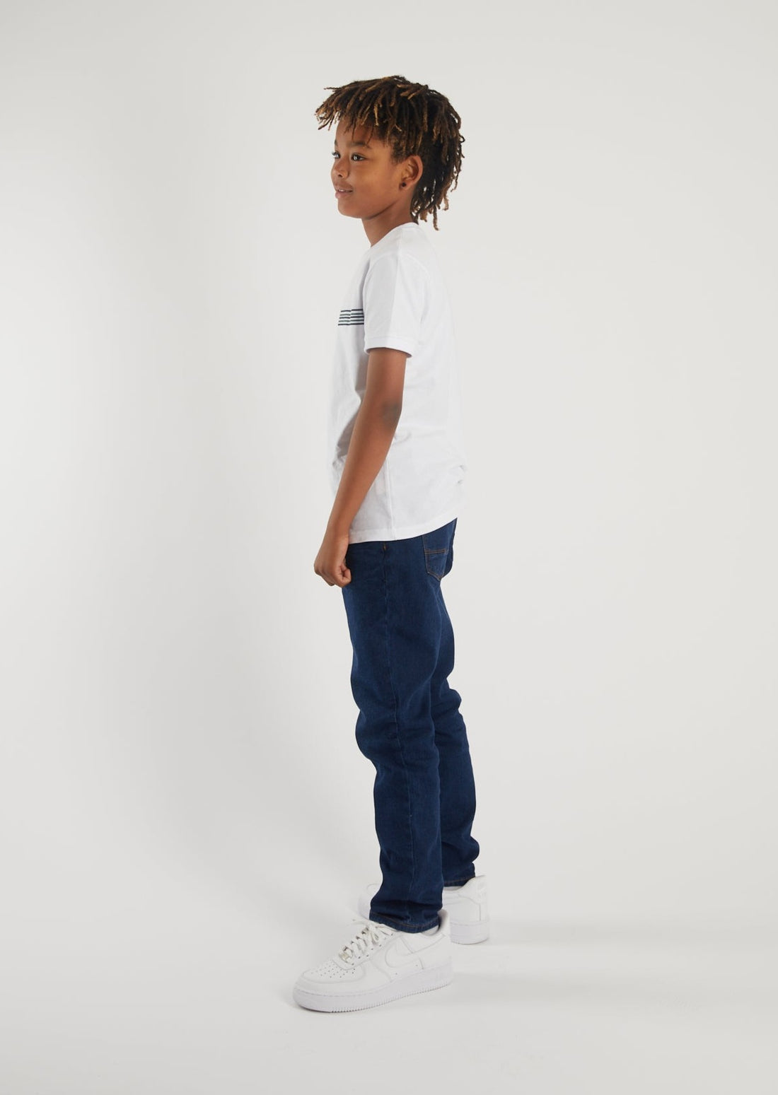 Boy's Ernest Tee - White-Model Side View