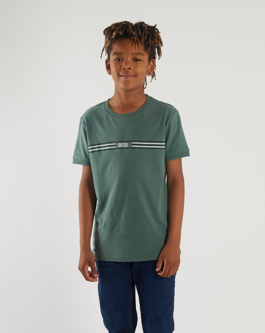 Boy's Ernest Tee - Green-Model Front View