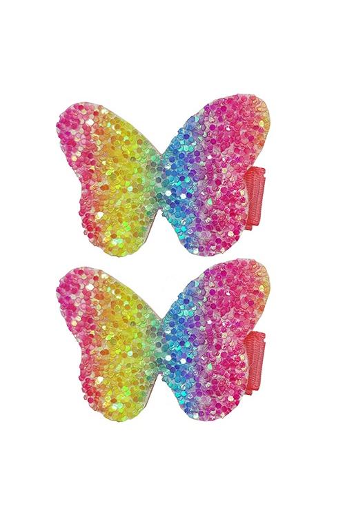 Girl's Blue 2 Pack Butterfly Clips-Front View