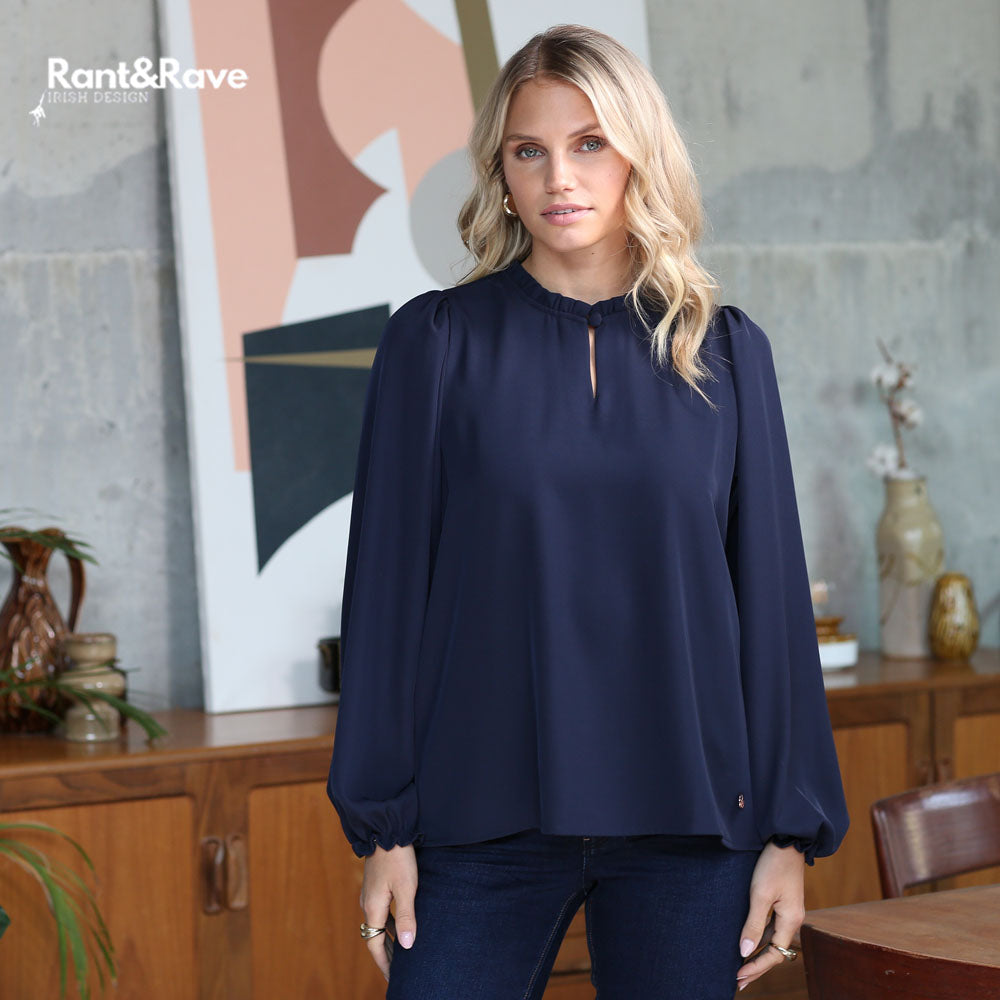 Ladies Fee Navy Top-Model Front View
