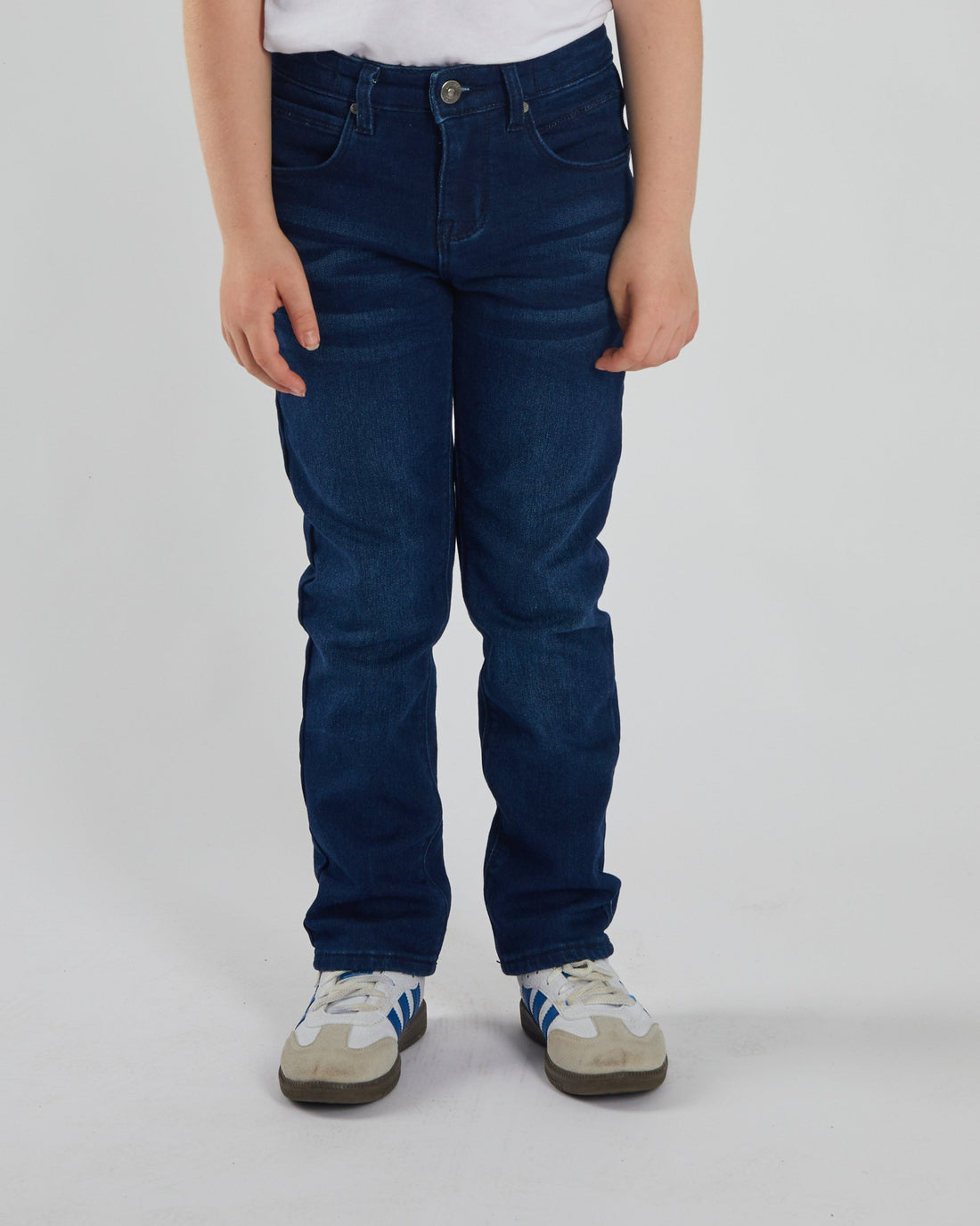 Boy's Carson Dark Wash Jeans-Model Front View