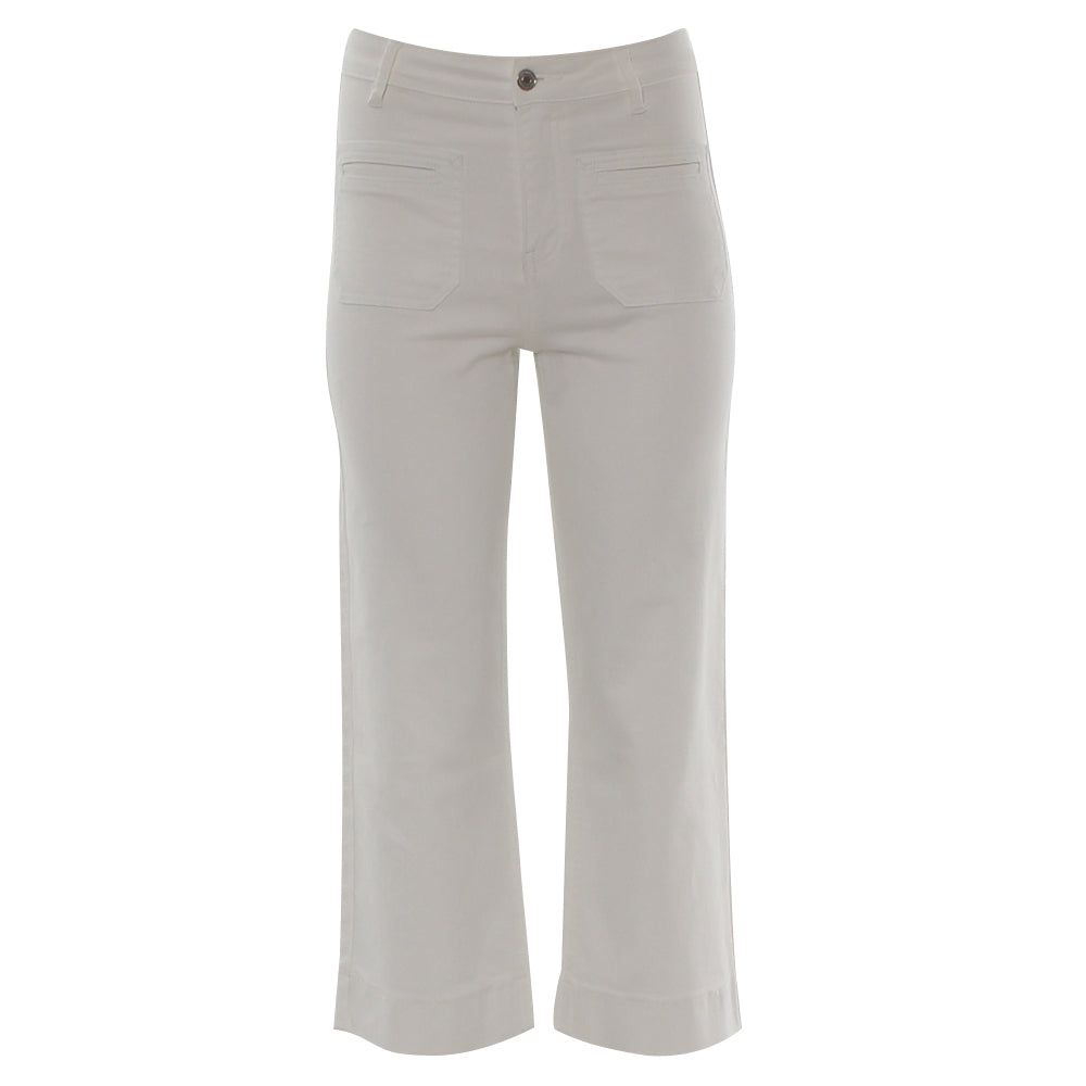 Ladies Frances Soft White Crop Jeans-Ghost Front View