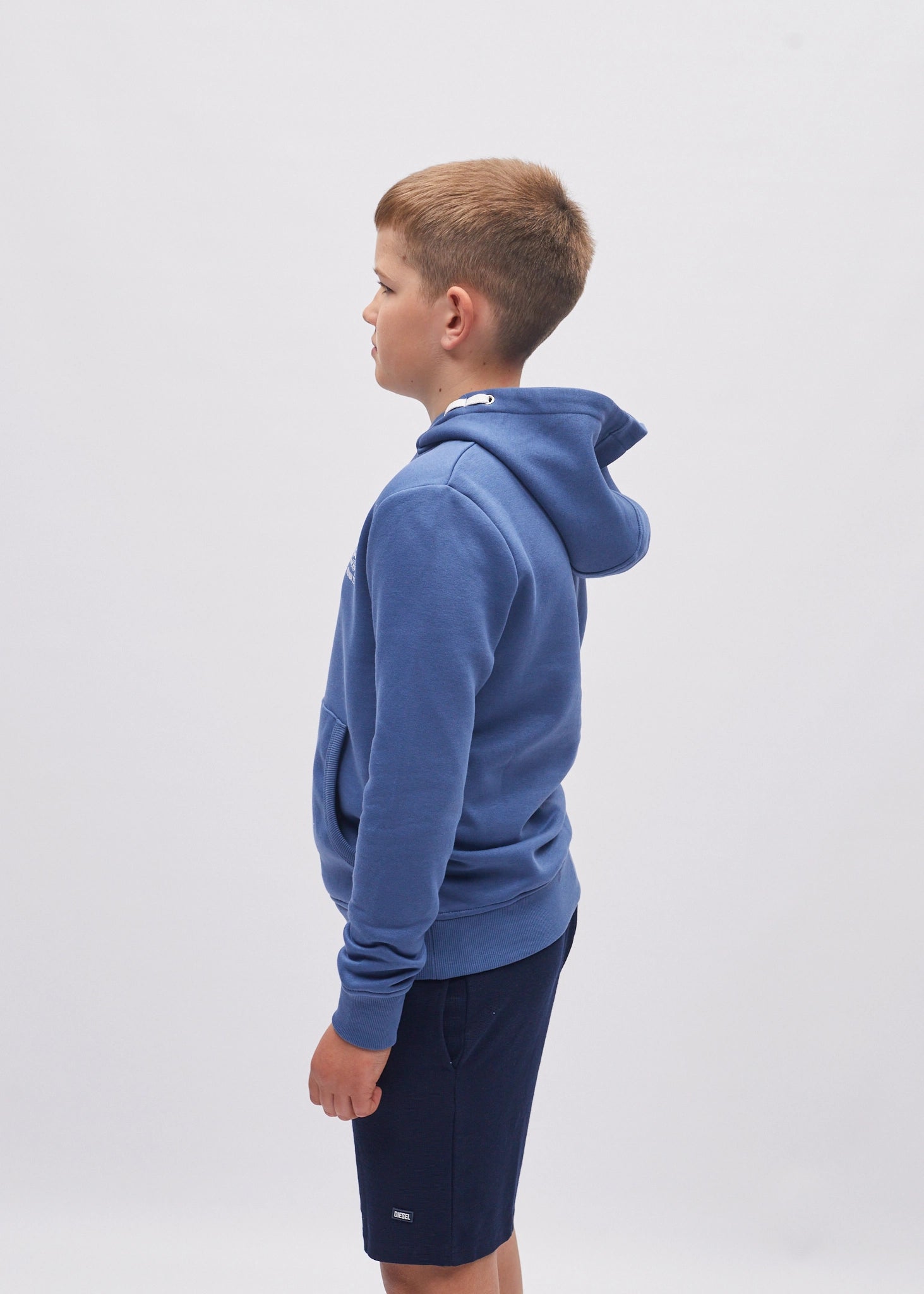 Diesel German Hoodie Denim on a boy, side product view